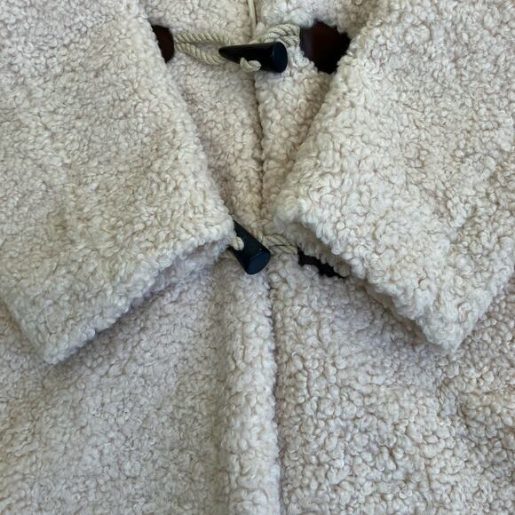 J. Crew NWT Sz S Faux-Sherpa Toggle Coat Teddy Coat in Cement (Cream) Warm Cozy - Picture 14 of 16